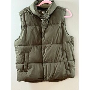 SPAO‎ Olive Green Puffer Vest Quilted Sleeveless Jacket Coat - Size S